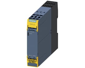 Siemens SIRIUS sikkerhedsrelæ 3SK1 med 4 NO-kontakter og 110-240V AC/DC forsyning, vist med push-in terminaler.