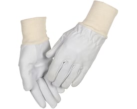 Boisen Safety Thor Technic teknikerhandske 3111 i str. 12, fremstillet af hvidt gedeskind med beige ribstrikket manchet.