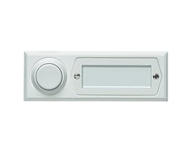 Grothe Urmet Ringetryk Combifix ETA 2121 med navneskilt og rund trykknap i hvid plast, vist forfra på neutral baggrund.