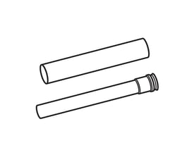 Teknisk illustration af et Vaillant ecoTEC forlængerrør til aftræk, der viser to adskilte cylindriske dele, en med gevind.