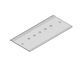 Schneider Electric montageplade til 100 mm FZS deleskinne, lavet af rustfrit stål med flere monteringshuller.