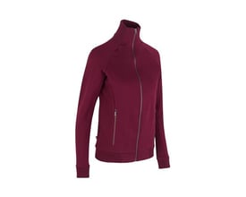 ID Identity bordeaux dame cardigan i størrelse S med lynlås, ribkanter og to sidelommer på hvid baggrund.