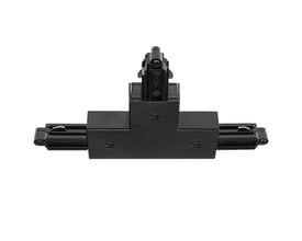 Nordtronic Square 1-faset T-stykke til højre, sort plast og aluminium, med tre tilslutningsmuligheder for strømskinner.