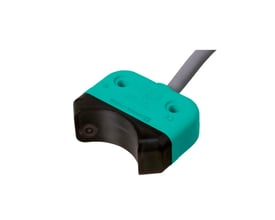 Pepperl+Fuchs induktiv PNP-sensor NBN4-F25-E8-5M med turkis og sort hus samt gråt kabel.