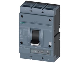 Siemens maksimalafbryder 3VA2, 3-polet, med stor sort afbryderhåndtag og tydelig 1000A mærkning.