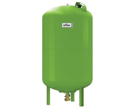 Reflex Refix DT trykekspansionsbeholder på 60 liter i grøn med 1 1/4" tilslutning, står på ben med ventil.