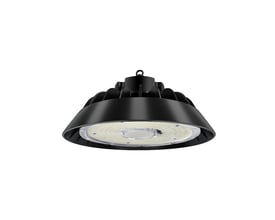 LEDlife 200W LED highbay med 150lm/W, IP65, Sosen driver, 0-10V dæmpbar, vist forfra med lukket kabinet.