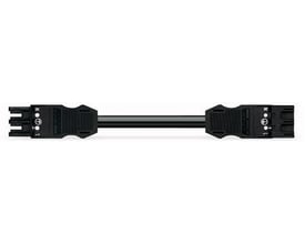 Wago mellemkabel på 7 meter, sort PVC Eca, med 3-polet hun- og hanstik på hver sin ende.