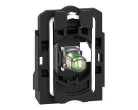 Schneider Electric lampekrop ZB5 uni LED blink, universal farve, 230V, med grønt LED lys og tekst ZB5AZ009.