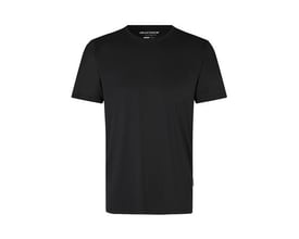 GEYSER Interlock T-shirt G21040 essential i sort, str. M, vist bagfra med fokus på logo og pasform.