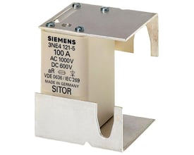 Siemens SITOR sikring 3NE4 med montagebeslag, 100A, AC 1000V, DC 600V, ar, VDE 0636/IEC 269 fremstillet i Tyskland.