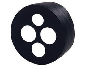 Calpex 'CALPEX QUADRIGA' ende afslutning med 143 mm yderdiameter og fire huller til 2 stk. Ø32, 28 og 22 mm PEX-rør.