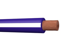 Monteringsledning H05Z-K HF 90 med 1x0,5 mm² tværsnit, blå/hvid. Visning af kobberleder og blå, halogenfri isolering.