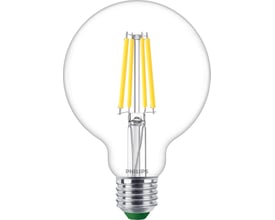 Philips LED standard lyskilde med klar glaskolbe, E27 sokkel og 4W effekt i neutral hvid.