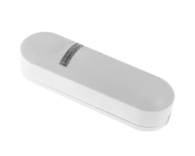 Hvid Teknisk Belysnings Industri lysdæmper til LED-pærer, vist fra oven på en neutral baggrund.