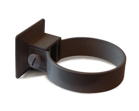 Plastmo plastrørholder til Ø90 mm rør i grafit, vist med rund holdering og monteringsbeslag.