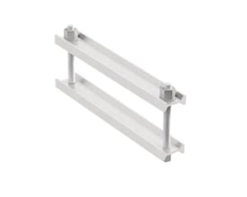 Wibe Mita HD lågklemme CT50, 200 mm lang, fremstillet i hvid PC1-materiale med to bolte og møtrikker.