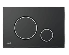 Alca M778 Thin betjeningsplade i mat sort plast med to ringe i krom, 247x165 mm.
