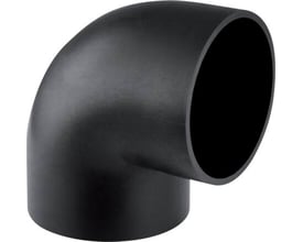Geberit afløbsbøjning i sort PEH-materiale med 90 mm diameter og 88,5 graders vinkel.
