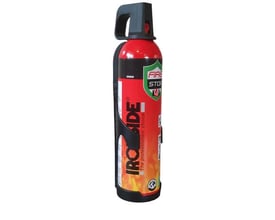 Ironside slukkespray på 750 ml til brandklasse 5A og 5F, med rød beholder og sort håndtag.