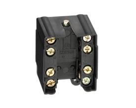 Schneider Electric kontaktelement XESP2021 med 2 poler og skrueterminaler, fremstillet af sort plast.