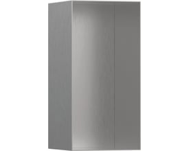 Hansgrohe indbygningsvægniche i børstet stål med målene 300 x 150 x 140 mm, fremstår rammeløs.
