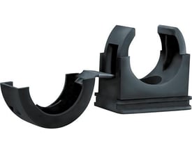 HellermannTyton slangeholder PA66 med integreret låsebøjle til 25mm rør i sort plast.