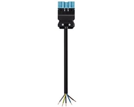 Wieland gesis® GST18I5 fempolet tilslutningskabel set forfra med blåt stik, sort kabel og frie ledere.