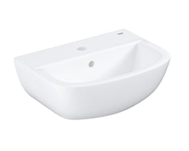Grohe Bau Ceramic 45 håndvask, hvid porcelæn, med hanehul og overløb til vægmontering.