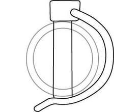 Rørsplit 8,0x40mm i galvaniseret stål, vist som en teknisk tegning med to cirkler omkring den nederste del.