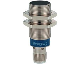 Schneider Electric induktiv sensor XS5 med M18 gevind, 5mm tasteafstand og PNP NC udgang, M12 tilslutning.