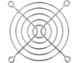 Gitter til SF230080A, 80x38 mm. Et rundt metalgitter med fire udadgående ringe og to krydsede metalbånd i midten.