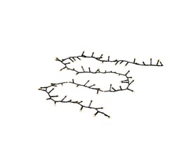 Konstsmide lyskæde cluster med 600 LED pærer i varm hvid med frostede lyskilder, isoleret på hvid baggrund.