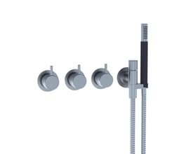 Vola 2-grebsblander i matsort, 27 1/2'' Rg, vist med tre runde greb og en brusestang med slange.