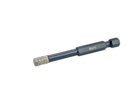 Ironside diamant-flisebor på 6 mm til tørboring med mørkt sekskantet skaft og lys, ru diamantbelagt borekrone.