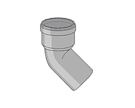 Nicoll Friaphon 45 graders bøjning til Ø160 mm afløbsrør i grå plast.