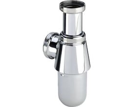 Forkromet pungvandlås i metal med gevind til tilslutning af rør på 32mm og 1 1/4" gevind.