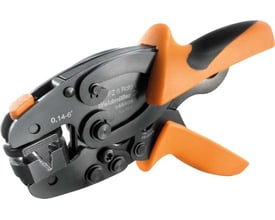 Nærbillede af Weidmüller PZ 6 ROTO L crimptang, viser den præcise krimpeprofil og specifikationerne 0,14-6 mm2.