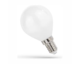 SpectrumLED E14 4W LED-kronepære i P45-form med hvidt opalglas og sølvfarvet skruefatning, 4000K og ikke dæmpbar.