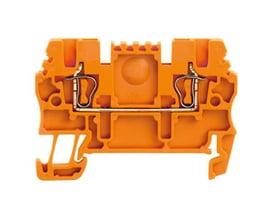 Weidmüller gennemføringsterminalblok i orange med spændeklemmetilslutning til 1.5 mm2 ledere, 17.5 A.
