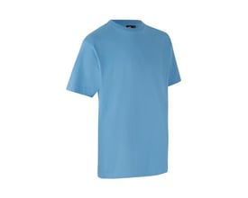 ID Identity T-TIME T-shirt til børn i lys blå, størrelse 4/6, med rund halsudskæring og korte ærmer, vist på hvid baggrund.