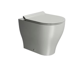 GSI Tono back-to-wall-toilet i mat grå med låg, afrundet skål og glat, kantløs udformning.