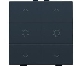 Niko dæmpertryk dobbelt i antracit med op- og ned pile samt lyspære-symboler for to lyskredse.