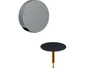 Geberit slutmontagesæt til excenter-garniture Ø52 mm i blankforkromet finish, vist med bundventil og roset.