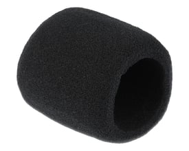 Sæt af sort skum vindskærm til mikrofon fra Delock, der reducerer uønsket støj og vindlyde ved optagelser.