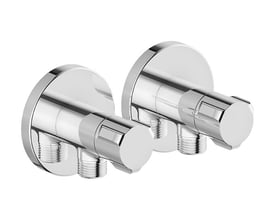 Damixa stopventil i forkromet messing med standard greb, 1/2"x3/8" tilslutning, fremstillet af messing.