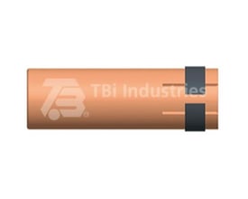 Cylindrisk gaskop fra TBi Industries med NW 20 mm og 75,5 mm længde, passer til 260/411/511.
