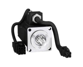Schneider Electric Lexium 28 servomotor på 40mm med 50W, vist med aksel og ledninger.