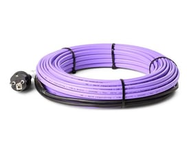 Heatcom PipeHeat selvregulerende varmekabel på 13 meter med stik til frostsikring af rør, i lilla og sort.