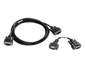 Eaton IBM AS/400 interfacekabel model 66033 med en 9-pin hun-stik og to 9-pin han-stik på hvid baggrund.